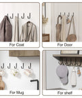 Wall Hooks 5 Pack 22 Lb Screw In Metal Hangers For Towel And Coat Storage Outdoor Closet Door Bathroom Black Premium Aluminum Alloy Rust Resistant Durable used for coats, doors, mugs, and shelves