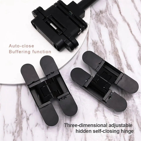 Matte Black 3D Adjustable Self Closing Hydraulic Hidden Door Hinge Soft Close 180 Degree Concealed Door Hinge Heavy Duty