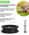 Flat Idler Pulley For Riding Mower Belt Tensioner Fits Husqvarna Poulan YT4000 YS4500 compatibility chart and pulley image