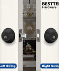 Keyed Alike Deadbolt Set for Exterior Front Doors, Single Cylinder Entry Lock With Same Key, left and right swing example