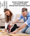 Two people assembling furniture using Heavy Duty Beefy Stainless Steel Door Pivot Hinges 1 Pair Hidden Invisible Pivot Hardware with tools.