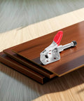 Horizontal Toggle Clamps Set Of Four With Quick Release For Welding And Woodworking Push Pull Action For Jigs And Fixtures on wood surface
