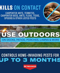 Carpenter Ant And Termite Killer Plus Concentrate For Outdoor Insect Control kills on contact for 3 months; use on patios and lawns