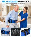 Caregiver helping man with 7 Handle Gait Belt For Seniors 59 Inch With No Slip Padding For Easy Grip Quick Release Buckle 360 Degree Control Safe Transfer Aid For Standing And Caregiver Assistance.