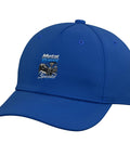 Cool Royal Blue Machinist Baseball Hat With Vise Gauge Square Print For CNC Tools Geared-Up Guy, side view of structured cap.