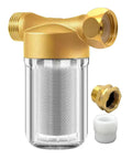 Upgraded Reusable Brass Water Filter For Home, RV, Camping And Washing Machines, 40 Micron Sediment Filter With High Flow Up To 15 GPM