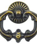 Pack Of 4 Large Drop Cabinet Pulls Two And A Half Inch Ring Dresser Knobs Vintage Style Dark Antique Brass Hardware Close-up