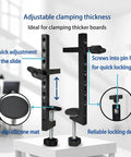 Pro Grade Woodworking C Clamps With 4 And 6 Inch Wide Range Extended Throat Depth Aluminum Table Clamp Multi Stage Adjustable
