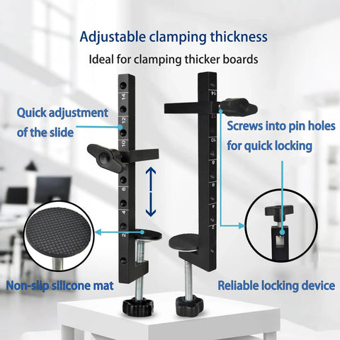 Adjustable Heavy Duty Stainless Steel Desk C Clamp With A Roomy Wide Throat And Smooth Fine Tune Knob for clamping thicker boards.