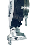 Side view of the 3 Slot 6 Inch Rotary Table With Double Bolt Tailstock And Steel Dividing Plates Set for milling machines.