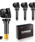Preprogrammed 315MHz TPMS Sensor Kit for Chevy Silverado Equinox Escalade GMC Terrain Sierra 4 Pack Tire Pressure Monitoring System with OE Fit and Easy Install, 4 black sensors