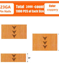 Three Size 23 Gauge Pinner Nails Set For Pneumatic Or Electric Pin Nailer Copper Plated Steel Corrosion Resistant 3000 Count