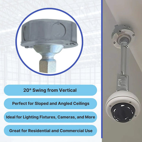 Installed Round Swivel Fixture Hanger Cover For Electrical Boxes Fits 1/2 Inch And 3/4 Inch Threaded Nipples And Conduit