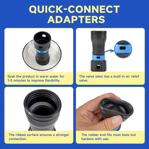 7Pcs Vacuum Hose Expansion Adapters With Dustcollection Quick Connectors And 360 Rotating Clip For 1-1-4 Inch Hoses detailed images showing features and usage instructions.