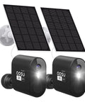Dual pack of Solar Powered Outdoor Security Camera Wireless 2K HDR Video Spotlight And Siren AI Detection 166 Degree Ultra Wide Angle