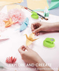 Hands using All In One Circle Punch Set For Scrapbooking And DIY Card Making Includes Five Sixteenth Inch Five Eighths Inch And One Inch Hole Punches.