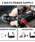 Electric Car Jack 5 Ton Hydraulic Floor Jack With Electric Impact Wrench Tire Inflator And LED Light Fast Lift From 6.1 To 17.7 Inches Emergency Roadside Tire Changing Kit For SUV Sedan Truck with cigarette lighter and car battery power supply options.
