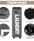 Slim Laundry Basket On Wheels With Grab-and-Go Handle, Collapsible Rolling Hamper with 600D Oxford lining, premium features