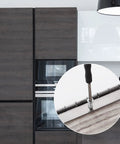 Hella Durable 12 Inch Piano Hinges Two Pack Stainless Steel Continuous Hinge installed in modern kitchen cabinet.