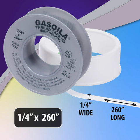 Pro Grade PTFE Thread Seal Tape For Plumbing And HVAC Applications One Quarter Inch By Two Hundred Sixty Inch Heavy Density Tape