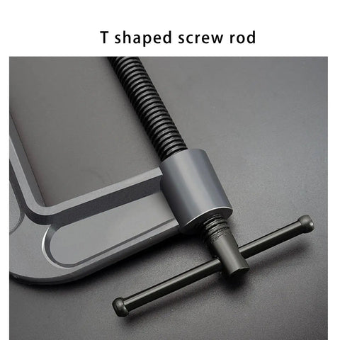 T shaped screw rod of Top Grade 4 Pcs Industrial Strength C Clamps Set With Heavy Duty Steel Construction.