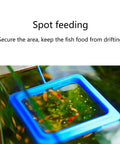 Floating Plant Holder Rings for Fish Tanks Set of 6, Round and Square Fish Food Rings to Protect Plants, Keep Feeding Area Clean, Prevent Plants From Being Sucked Away, and Improve Water Quality in Home Aquariums, blue square ring in aquarium
