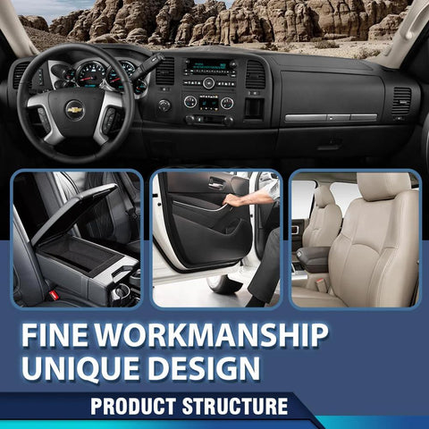 PIT66 TPE dash cover for Chevy Silverado/GMC Sierra; front interior dashboard with steering wheel