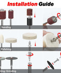 Shall 508-Piece Rotary Tool Accessories Kit with carrying case; collage of sanding, polishing, and cutting/grinding bits.