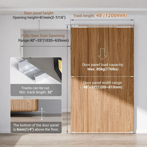 48 Inch Concealed Sliding Barn Door Hardware Kit With Soft Close Trackless Aluminum Hidden Track For Interior Doors Sleek Minimalist Design With Smooth Glide Rollers Ideal For Home Renovations Door Not Included