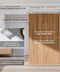 Trackless Concealed Sliding Barn Door Hardware With Dead Silent Soft Close Aluminum Hidden Track For Interior Wood Doors 48 inch size with detailed measurements.