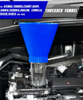 Threaded funnel from 64mm Oil Filter Wrench Kit With Drain Hose And Engine Oil Funnel For Toyota Lexus Scion 2.0L-5.7L shown on engine