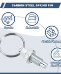 Badass Durability M10x1.5 Carbon Steel Spring Plunger 2 Pack With Slick Pull Ring Retractable Indexing Pin close-up view