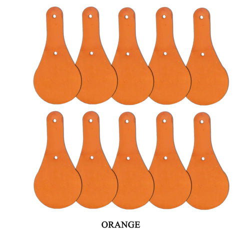 Premium Thick Vegetable Tanned Leather Keychain Blanks, Dope Teardrop DIY Craft Kit With Heavy Duty Hardware, Hand Dyed Skived Necks For Custom Engraving And Stamping Sweet Projects, 10 Pack, orange teardrop leather blanks.