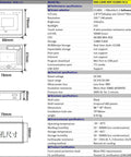 Technical specifications and dimensions for a 2.8 inch All In One PLC HMI with seven input five relay outputs and FX1S compatibility.