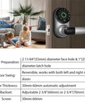 Smart Fingerprint Door Lock With Keyless Entry, WiFi And Bluetooth, Reversible Handle, Biometric Deadbolt With Keypad, shown on door