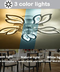 Cool Flower LED Dimmable Ceiling Fan With Light 25.6 Inch Bladeless Ceiling Fan Remote Control 6 Speeds Reversible