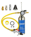 AC Flush Kit For Automotive Air Conditioning Cleaning with stainless steel tank, 220 PSI gauge, hose, and air fittings visible.