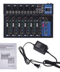7 Channel Bluetooth Portable DJ Mixer With USB Recording MP3 Input XLR Phantom Power 48V Multi Channel Sound Mixer