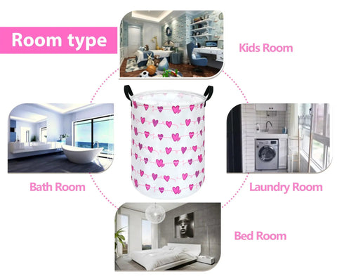 Round Laundry Basket Storage Bin For Home And Nursery shown in kids, bath, laundry, and bed rooms