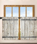 Rustic Barn Door Style Kitchen Curtains 2 Panels 26 By 36 Inch Linen Fabric Cozy Drape For Farmhouse Windows Over Sink