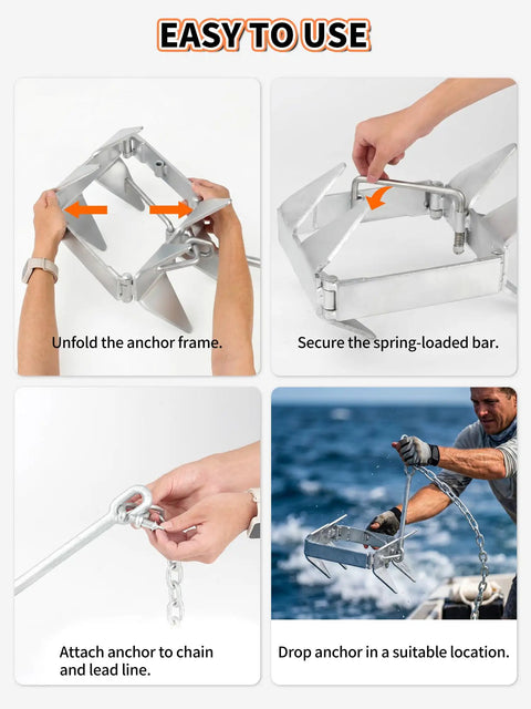 Heavy Duty Box Anchor Kit With 100 Foot Nylon Rope And Anchor Chain For Boats Up To 32 Feet Ideal For Offshore And Sport Boats Pontoon Fishing