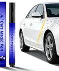 Scratch Remover Pen For Cars All Colors Dope DIY Paint Repair Kit Quick Fix For Wear Swirl Marks And Scuffs Long Lasting Formula Works On All Finishes Portable 1 Pack Blue next to scratched white car