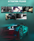 Car with images highlighting common issues like oil leakage, abnormal noise, and tire wear, alongside sleek car model.