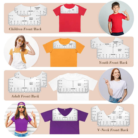 All In One Heat Press Kit With 6 PTFE Sheets 12 By 16 Inches 8 T Shirt Alignment Rulers for different shirt sizes and necklines