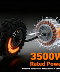11 Inch 3500W Brushless Tubeless Rear Hub Motor For Electric Scooters And E Bikes Quiet Operation 48 72V Conversion Kit