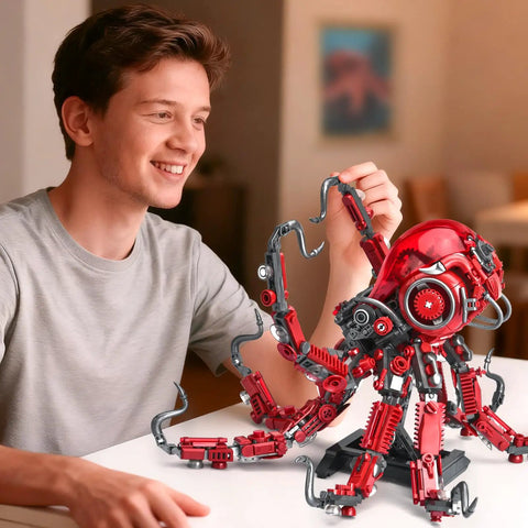 Mechanical Octopus Building Set For Adults With 882 Pieces Movable Tentacles And Steampunk Details displayed on table