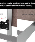 Heavy Duty Bed Frame Bracket Adapter For Headboard Conversion Full To Queen Solid Steel Offset Plates shown with adjustment measurements.