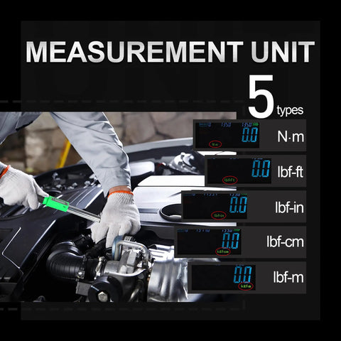 Digital Half Inch Drive Torque Wrench With 8 To 160 Ft Lb And 10 To 220 Nm Range Two Percent Accuracy Electric Torque Wrench With Buzzer And LED Alerts For Car Bike Motorcycle And Auto Repair
