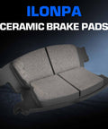ILONPA ceramic brake pads set; gray friction material, two pads visible (front view)