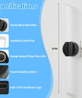 Black Battery Operated Wall Sconces Set of 2 Peel and Stick on, 20.9" showcasing specifications like a sturdy back plate and energy-saving LEDs.